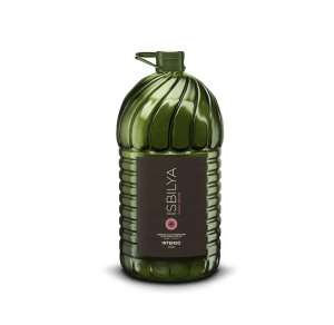 Isbilya extra virgin olive oil, Grand Coupage Intense, in a 5-liter jug. The chefs’ oil.