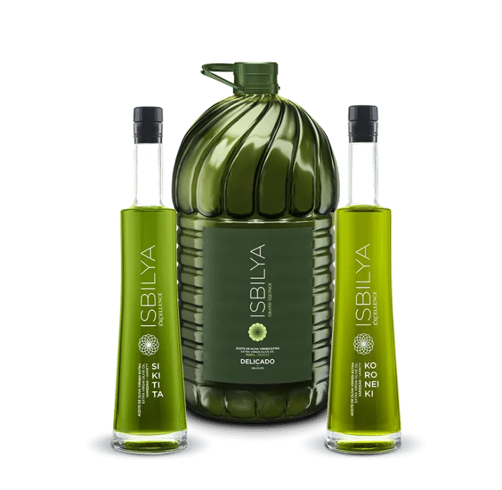 Promoción madre en el club isbilya. Botella isbilya Sikitita 500ml, botella isbilya koroneiki 500 ml y garrafa 5 litros grand coupage delicado. Compra online.