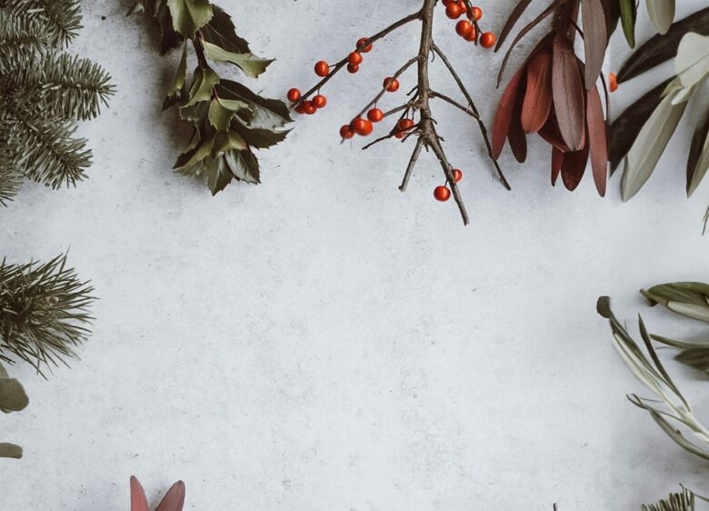 Decorado navideño con un espacio en el medio para colocar un regalo como una botella de Isbilya AOVE premium.